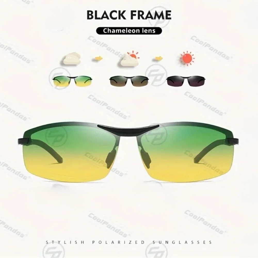 Photochromic Sunglasses - Black and Green - Picture 11 of 12